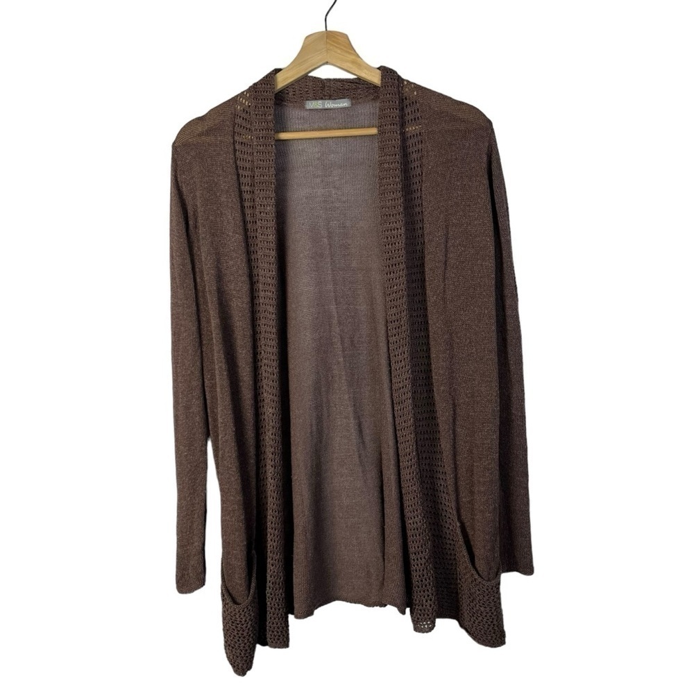 Marks and Spencer M&S Brown Linen Lightweight Open Front Cardigan S